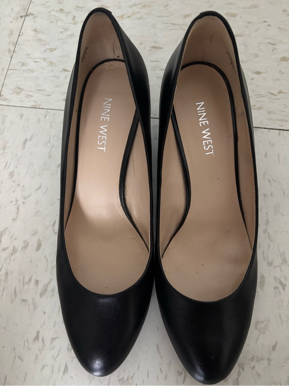 Nine West Black Leather Wedge Pumps